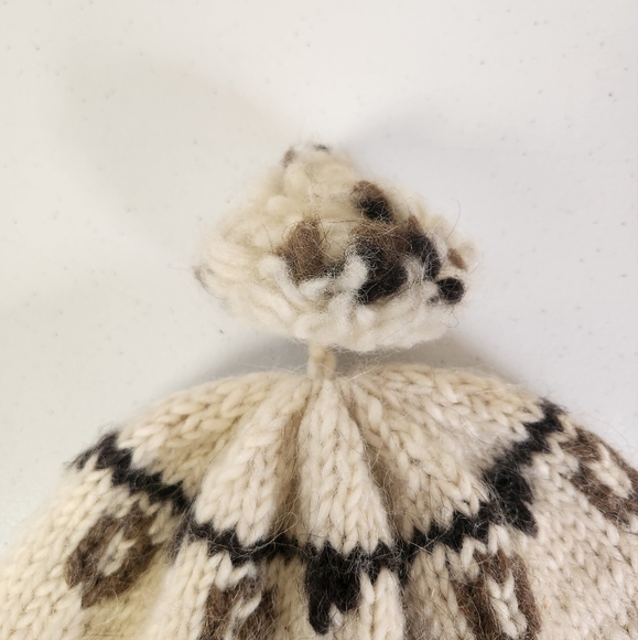 Handmade Vintage Wool Brown Beanie Winter Hat Touque Mens Womens Cowichan 90s - Picture 2 of 6